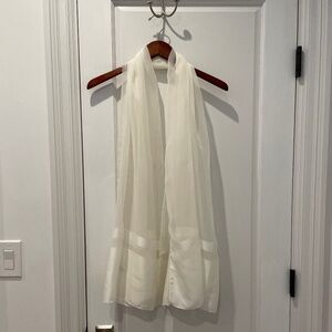Sheer white scarf with bottom detail